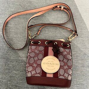 Coach - Mini Dempsey Bucket Bag In Signature Jacquard With Stripe - New